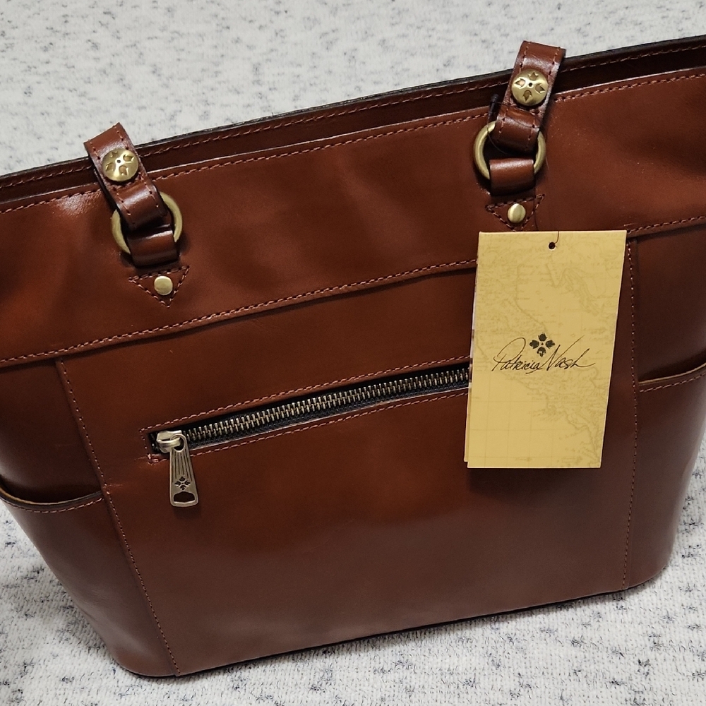 Patricia Nash Brown Leather Tote Bag with Front Pocket - Picture 3 of 10